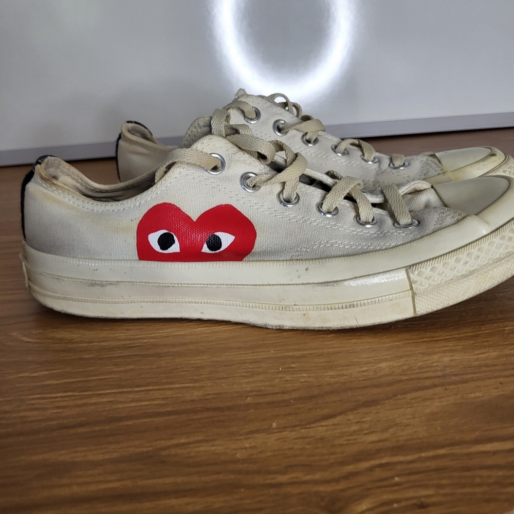 Converse Comme Des Garcons Play White Canvas 70s 6 Mens 8 Womens - Picture 2 of 10